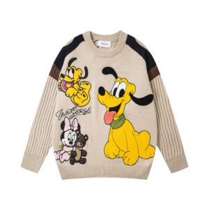 Cartoon sticker embroidered round neck sweater