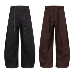 Retro Design Panelled Drawstring Decorated Drape Suit Pants for Men